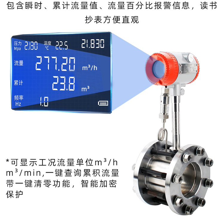 电池供电涡街流量计液晶显示图