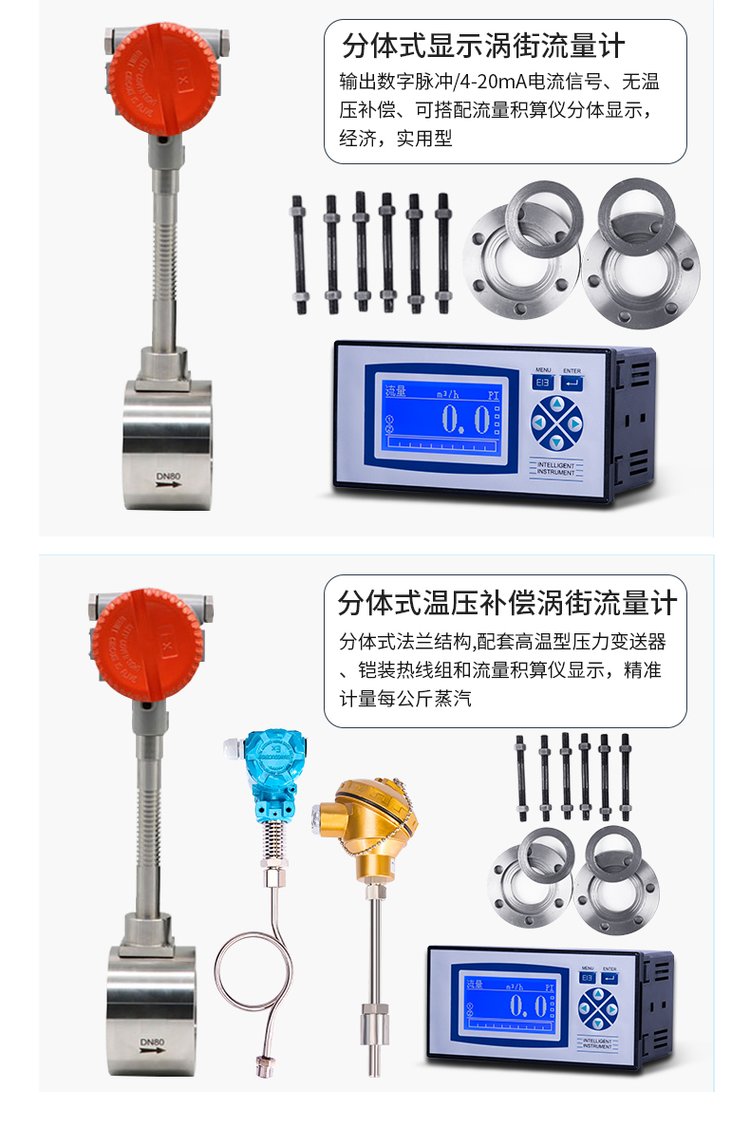 防爆涡街流量计分体式选型图