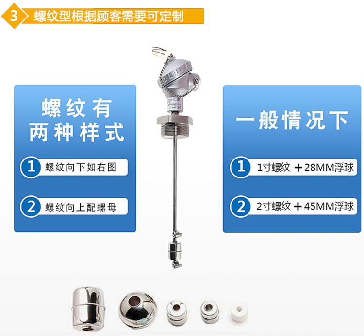 卫生级浮球液位计螺纹分类图