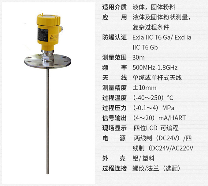 硫酸雷达液位计RD710技术参数表图