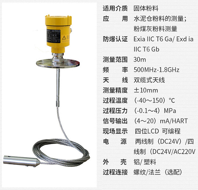 工业雷达液位计RD712技术参数表图