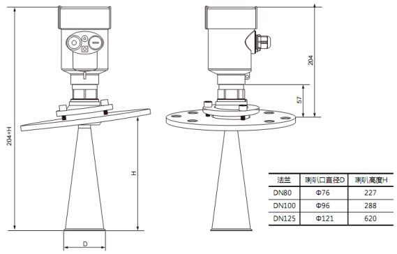内浮顶储罐雷达液位计RD706外形尺寸图