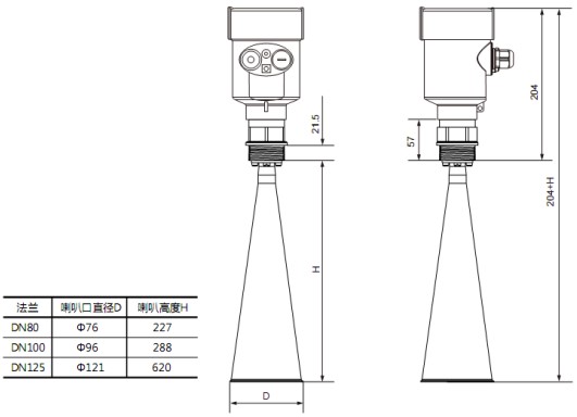工业废水雷达液位计RD708外形尺寸图
