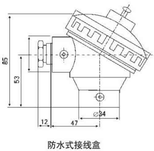 铂热电阻防水接线盒结构图