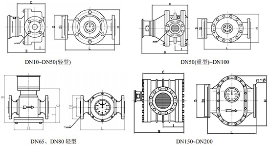 液体容积式流量计尺寸图